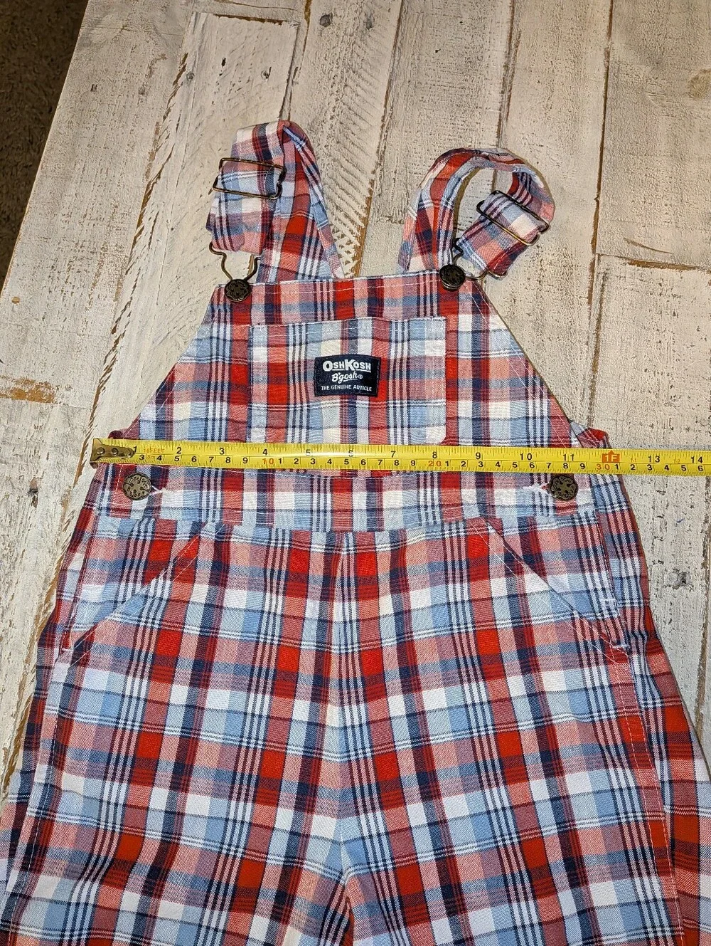 Oshkosh Vintage Red White Blue Plaid Overalls 4T